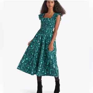 Hill House The Nap Teal Floral Midi Dress. Size XS